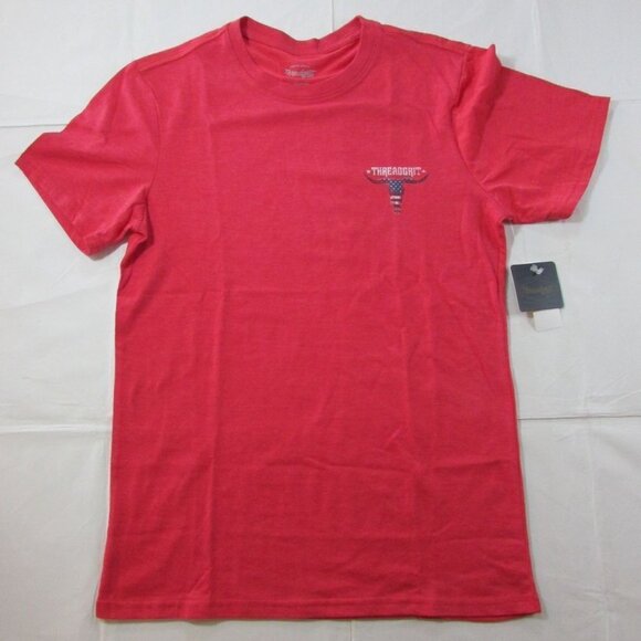 Thread Grit Men's Short Sleeve Americana Rodeo Steer Skull Graphic T-Shirt - Red - Picture 2 of 3